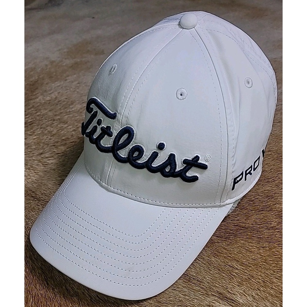 TITLEIST PRO-V1 FootJoy GOLF HAT WHITE Mesh Back‎ Flex Fit Adjustable